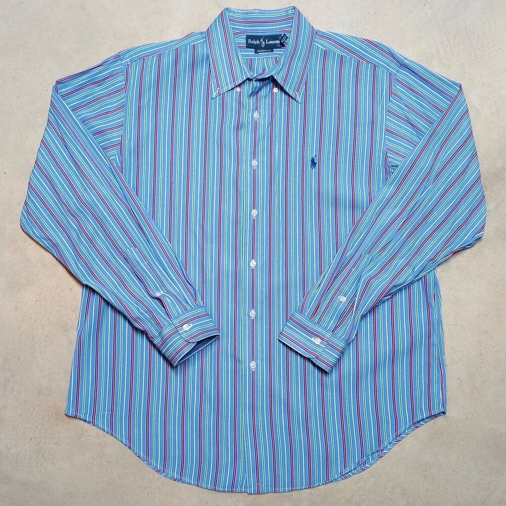 Polo Ralph Lauren Classic Fit Striped Button Down Shirt Men's Size XL